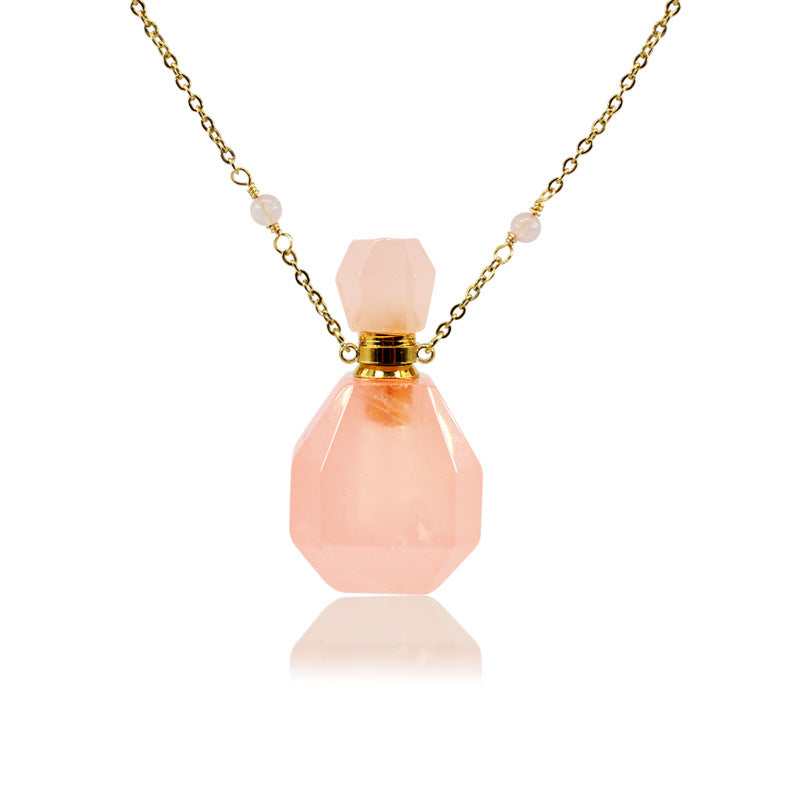 【增强感情-风水饰品】粉水晶虎眼石香水精油瓶吊坠