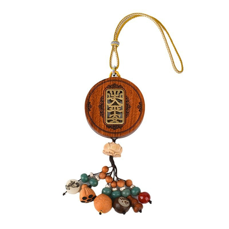 【守护平安-风水饰品】花梨木出入平安汽车挂件