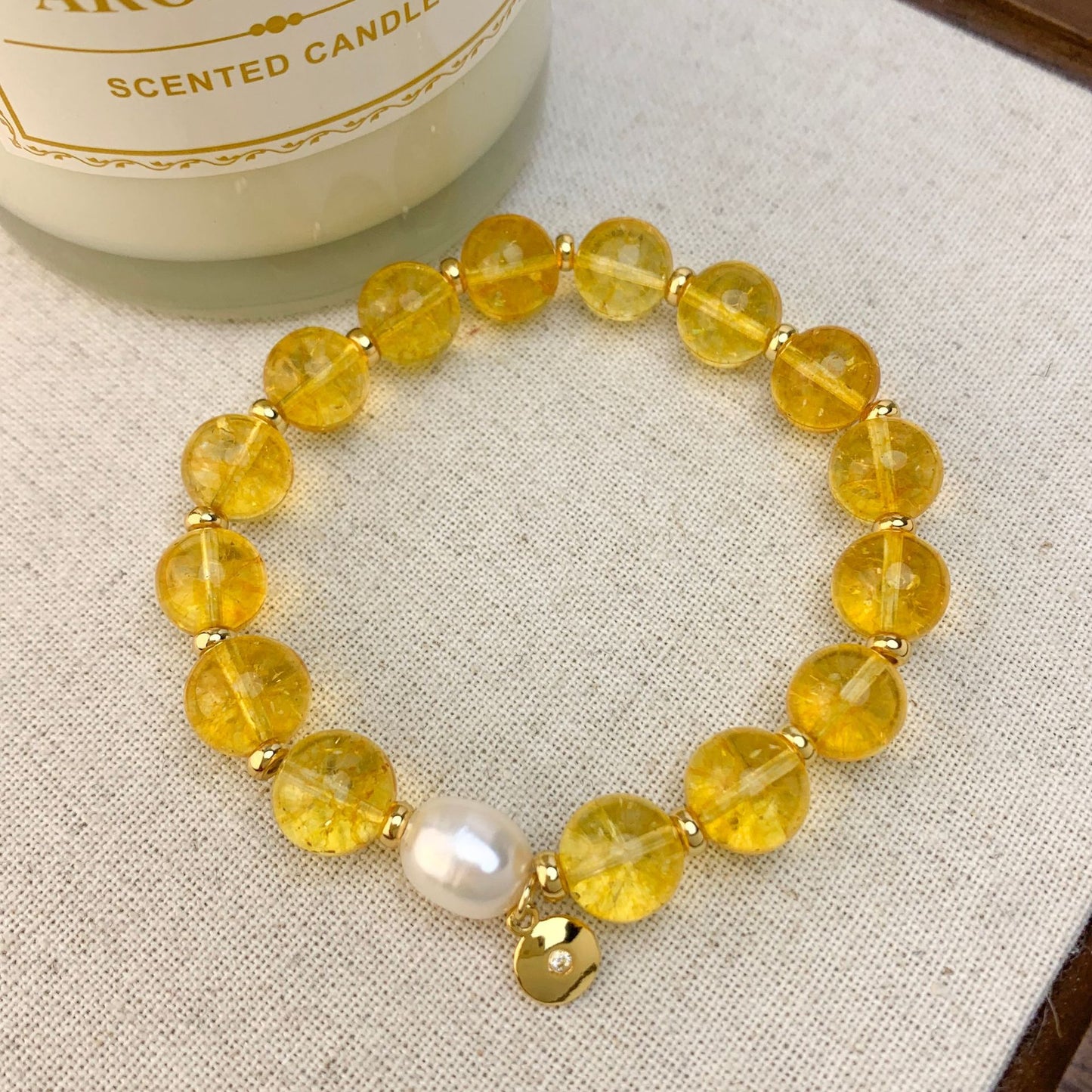 【提升財運-風水飾品】天然黃水晶招財串珠手鍊