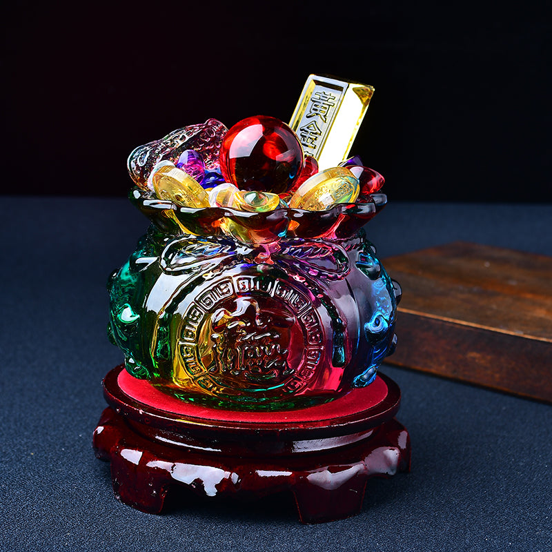 【提升财运-风水摆件】琳琅水晶福袋聚宝盆风水摆件