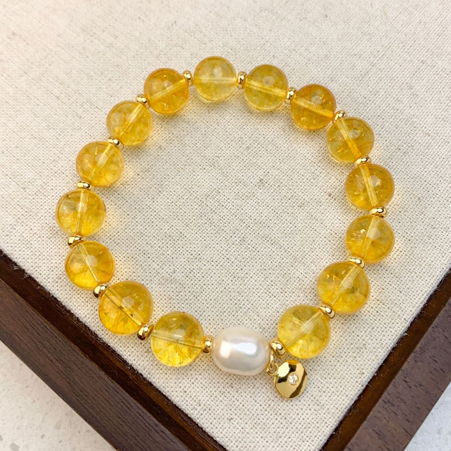 【提升財運-風水飾品】天然黃水晶招財串珠手鍊
