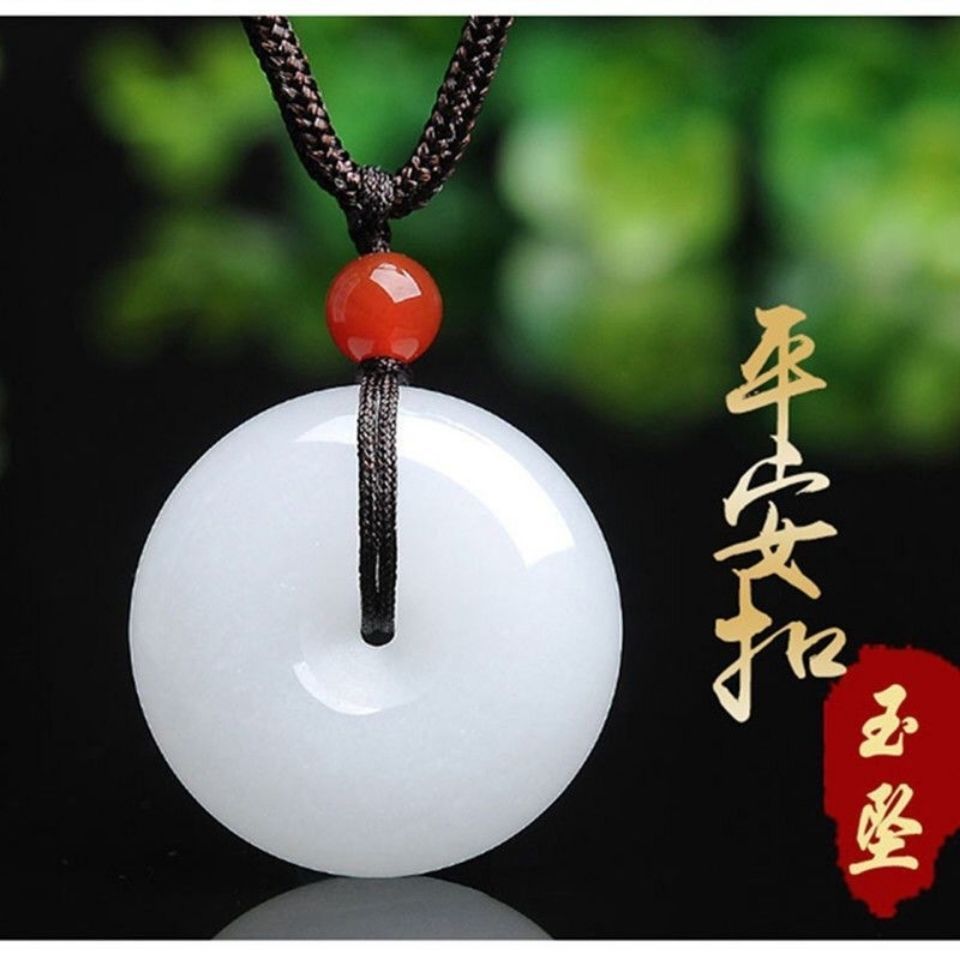 【守护平安-风水饰品】白玉平安扣吊坠玉石项链