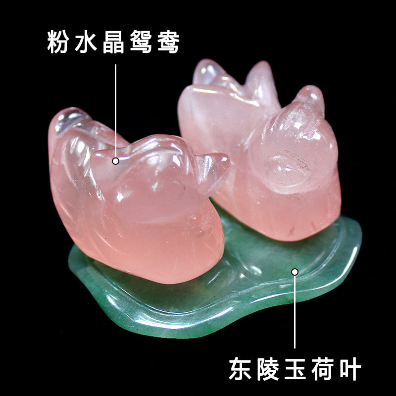 【增强感情-风水摆件】粉水晶鸳鸯摆件