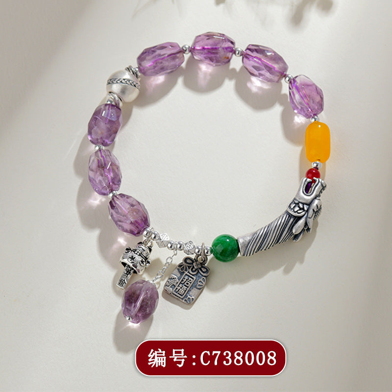 【提升运势-风水饰品】天然多宝紫水晶九紫离火手链